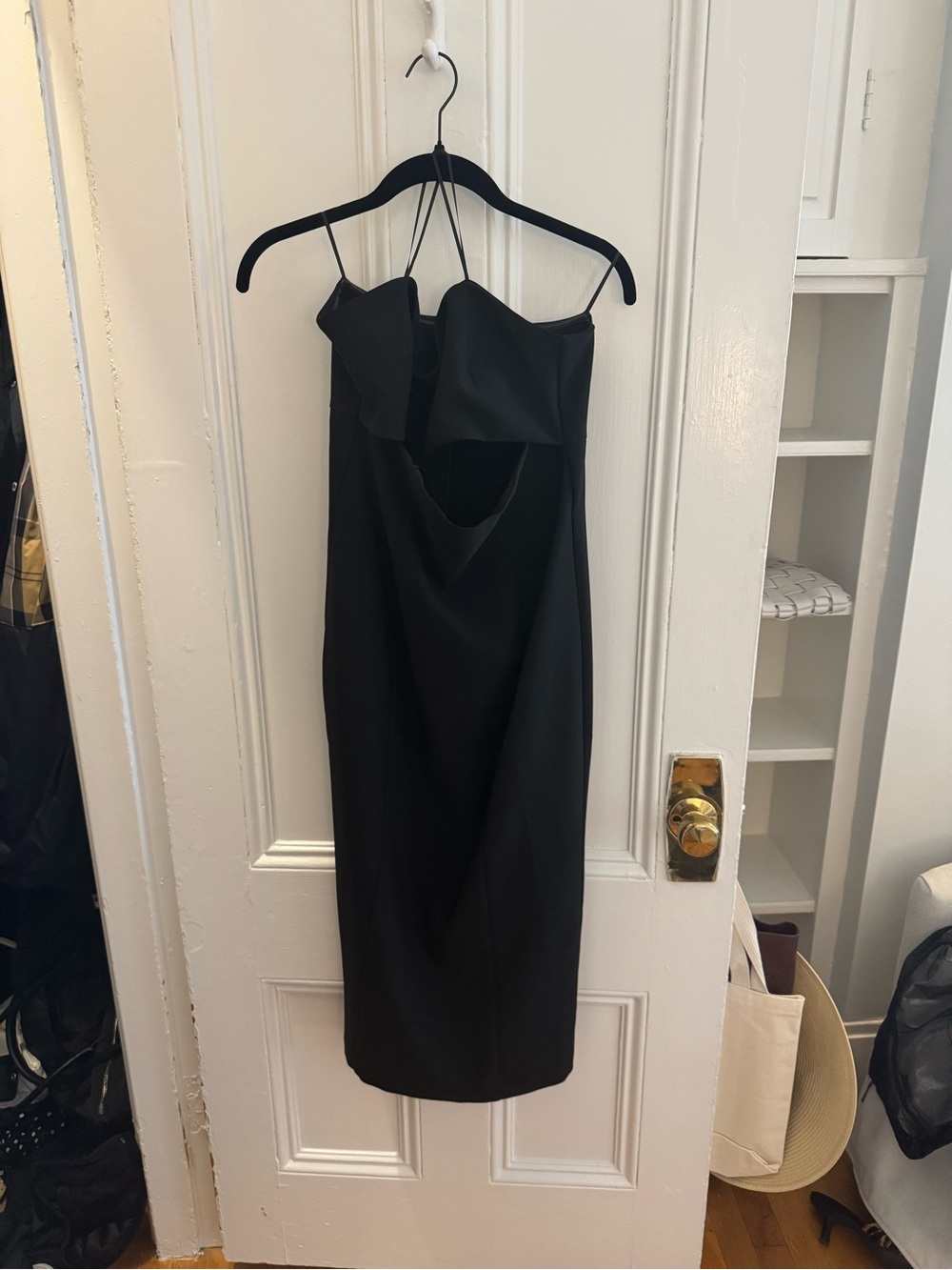 Black Strapless Midi Dress